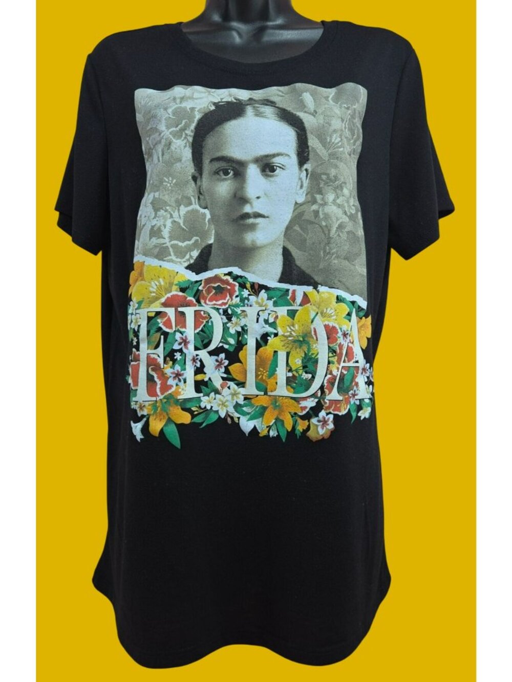 Frida Kahlo Graphic Black T-Shirt XXL